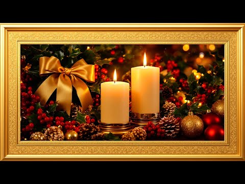 Christmas Candlelight Glow | Gold Framed Art Screensaver | Wallpaper Art for TV | 4K | 2 Hours