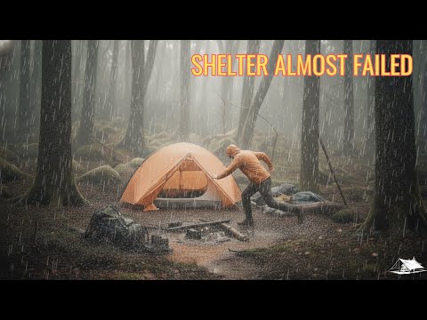 Heavy Rain & Thunderstorm All Night — My Shelter Almost Failed