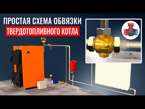 The simplest piping diagram for a solid fuel boiler