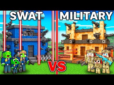Mikey SWAT vs JJ MILITARY Family Security House Battle in Minecraft Maizen !