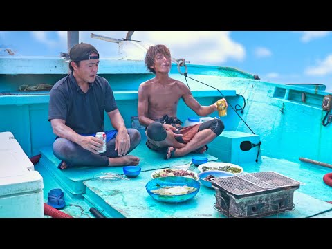Chilled Japanese noodles with tuna after 50-mile fishing: summer feast aboard the boat