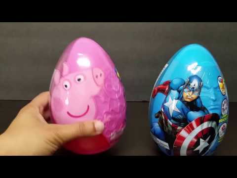 Peppa pig surprise toy giant Captain America Avengers surprise toy