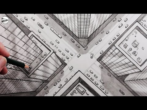 How to Draw a City using One-Point Perspective: Bird's Eye View for Beginners