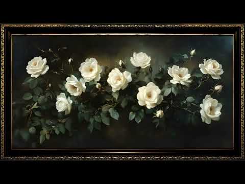 Elegant White Roses Painting | Luxurious Floral Frame TV Art Screensaver