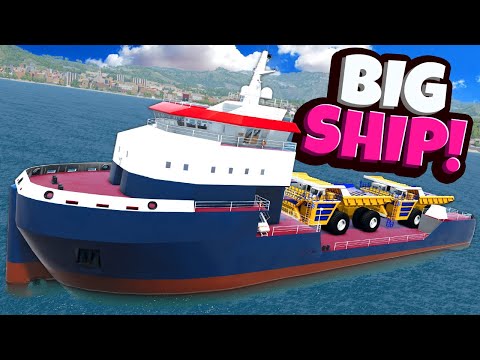 CRASHING & Hauling the Belaz in The BIGGEST Ship in BeamNG Drive Mods!