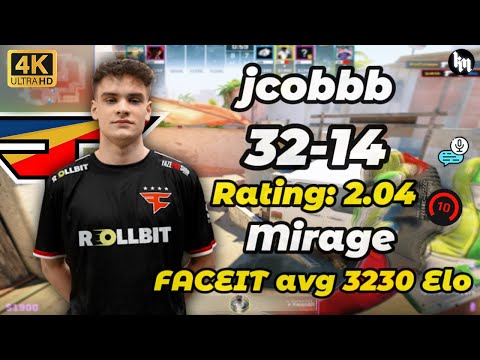 jcobbb (32-14) Rating: 2.04 (mirage) | FACEIT avg 3230 Elo | Dec 17, 2025 #faze #jcobbb