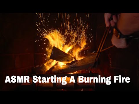 ASMR Building A Fire In The Fireplace With Great Audio, 4K HDR 41 Minutes and 59 Seconds