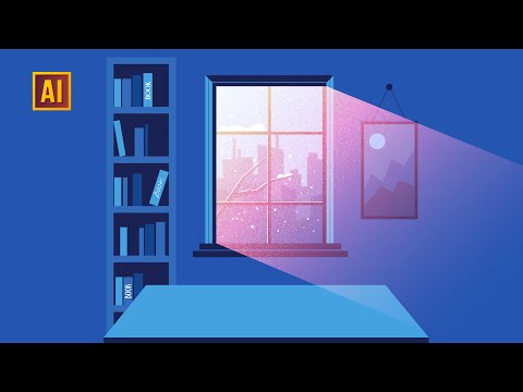 HOW TO DRAW WINTER WINDOW COMPOSITION WITH A GRAIN LIGHT | ADOBE ILLUSTRATOR TUTORIAL