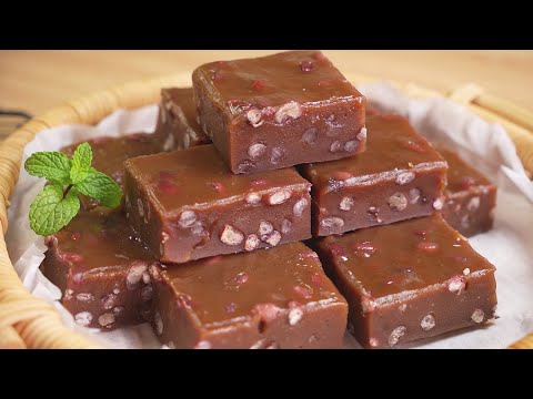 Red bean Glutinous rice cakes。超好吃的红豆糯米糕，软糯香甜，越嚼越香，做法非常的简单！