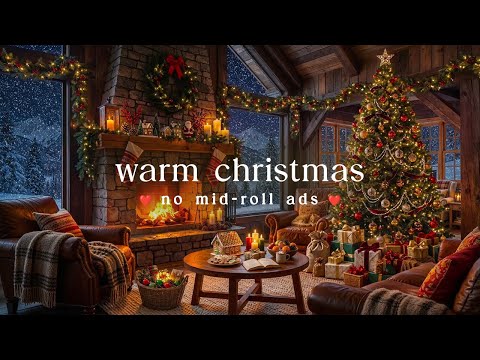 🎄 Warm Christmas Lodge (NO MID-ROLL ADS) Cozy Jazz & Fireplace Swing & Holiday Ambience