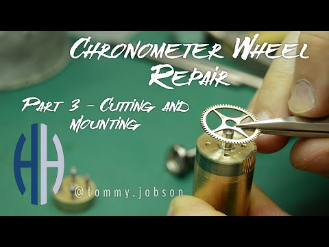 Cutting a clock wheel on the Schaublin 102 lathe.