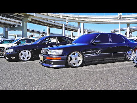 SLAMMED CARS SCRAPE INTO JAPANESE CAR MEET!