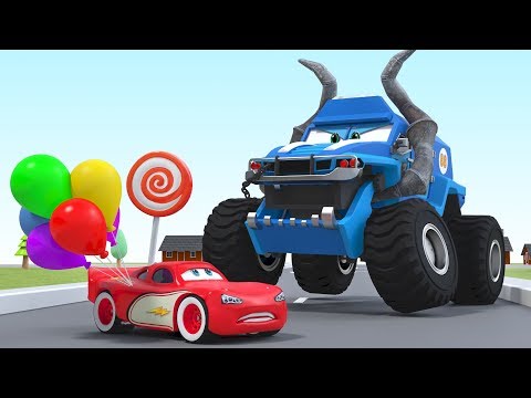 Colored Balloons Cartoon Monster Trucks Lightning Mcqueen Animation