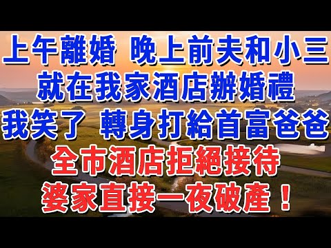 上午離婚 晚上前夫和小三，就在我家酒店辦婚禮，我笑了 轉身打給首富爸爸，全市酒店拒絕接待，婆家直接一夜破產！#妮妮故事會 #情感故事 #老年生活