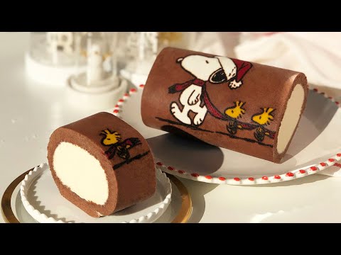 Snoopy Roll Cake Recipe 스누피 롤케이크 만들기 cream cheese cream 크림치즈 생크림 도지마롤 ロールケーキ Dojima Roll