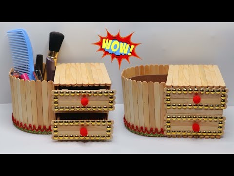 RAK MAKE UP Cantik dari Stik Es Krim ! Kreasi | Popsicle Stick Crafts | organizer ice cream stick