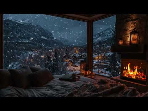 Winter Dream Cabin: Crackling Fireplace and Snowy Winds for Relaxing Sleep and Mindful Night Rest ❄️