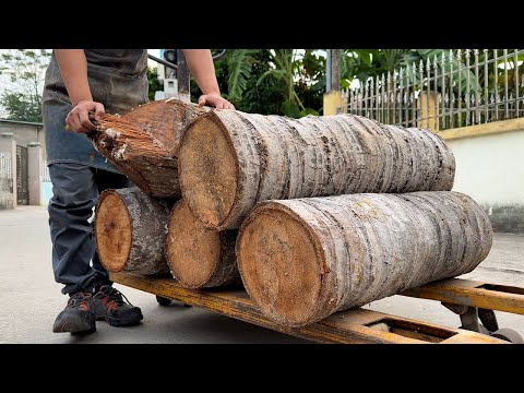 Stunning Surprise: Young Woodworker Crafts Unique and Luxurious Interior Designs from Coconut Trunks