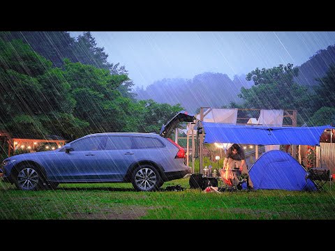 😍 Shall we camping in the rain? 💋 Secret girl friend in the car | VOLVO V90 Cross Country