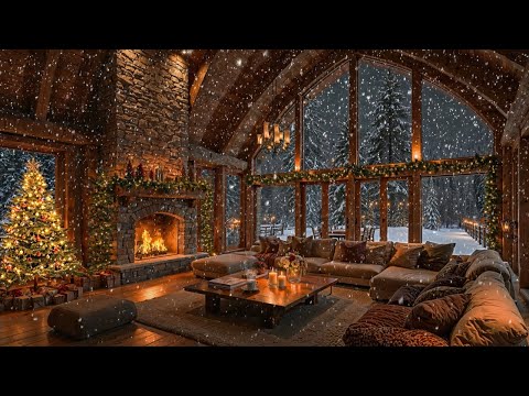 Calm Christmas Piano Melody 🎄 Soft Holiday Music with Snowfall & Cozy Fireplace Ambience 🔥