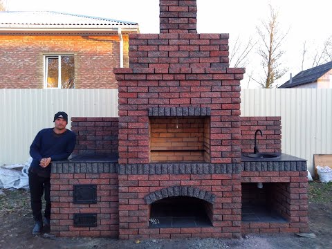 Барбекю с печкой под казан и рукомойником, своими руками, подробная порядовка