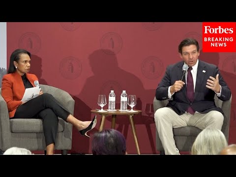 Gov. Ron DeSantis Speaks With Former Secretary Of State Condoleezza Rice At The Hoover Institution