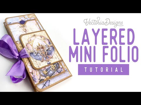 Layered Mini Folio Tutorial | Purple & Gold Crafting Printables Kit | Free Measurements Sheet