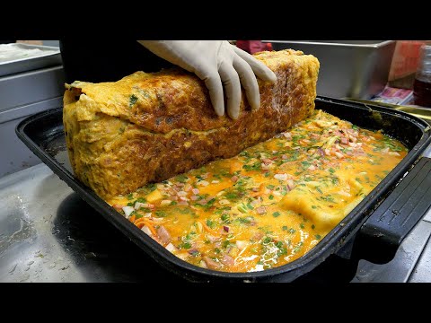 60 eggs! giant rolled omelette - korean street food
