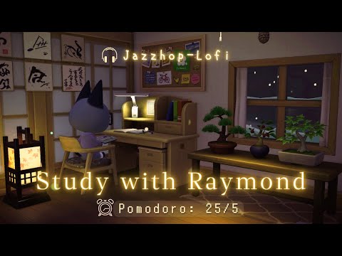 ⏰️Pomodoro 25/5 • Cozy Lofi Jazzhop music + keyboard typing & writing 🎧 Study with Raymond ❄️