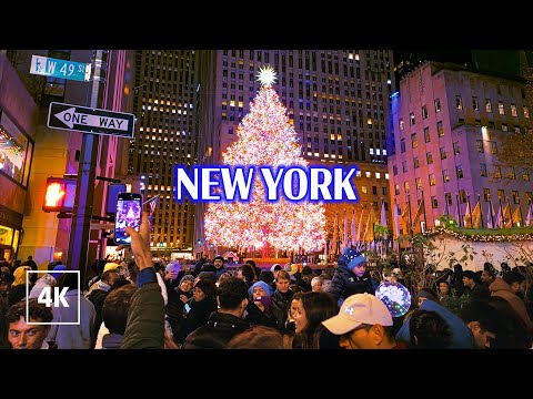 Festive streets of NEW YORK 🎁 Evening in Midtown Manhattan