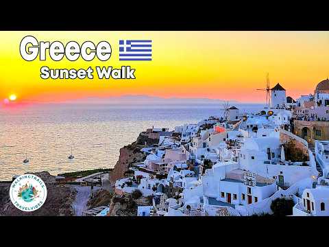Greek Evening Walks | Santorini, Mykonos, Paros & Naxos | 4K Ultra HD Walking Tours