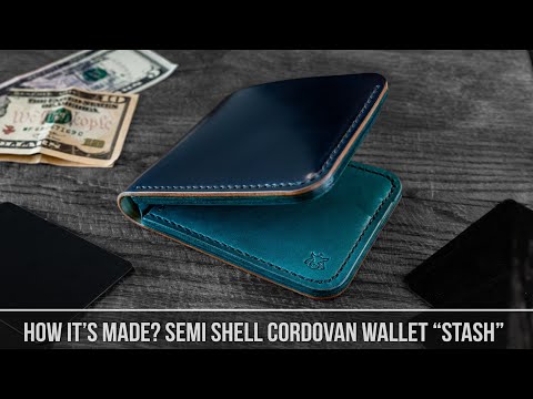 Making handmade SHELL CORDOVAN & veg tan leather bifold wallet 💵 #asmr