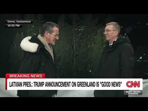 Latvian President Edgars Rinkēvičs reacts to the new Greenland framework