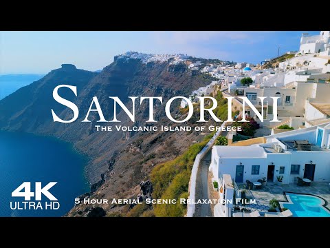 [4K] SANTORINI 2026 🇬🇷 Σαντορίνη Θήρα | 5 HOUR Drone Aerial Relaxation of Fira & Oia Aegean Sea