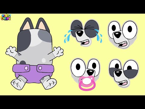 Bluey Stickers - Baby Muffin - Make a Face Baby Bluey & Baby Bingo -  DIY Activity