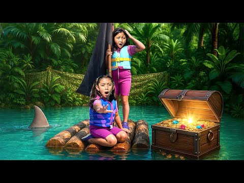 River Treasure Adventure! 🏴‍☠️ Maddie & Eva’s Raft Quest