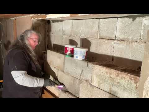 Video #2￼9-Setting 2nd row of cinder blocks w/concrete-on Window#1 2025