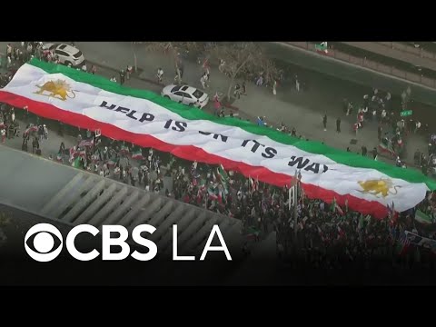 Thousands gather in downtown Los Angeles to protest Iranian regime
