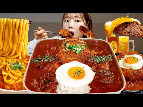 🥘일본식카레 하야시라이스 함박스테이크 먹방🍳풍미 찐~한 카레에 하이볼😋 CURRY RICE HAMBURG STEAK MUKBANG ASMR EATINGSHOW REALSOUND