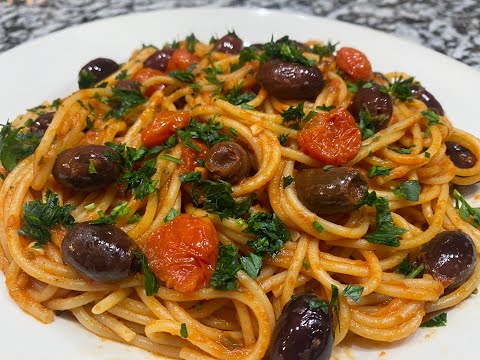 "SPAGHETTI ALLA PUTTANESCA" - A flavorful classic from Naples, Italy.