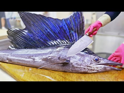 Amazing Sailfish Catching, Umbrella Sailfish Cutting Skills/驚人的！芭蕉旗魚捕捉漁網, 雨傘旗魚切割技能