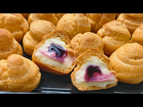 Creamy tanpa whipping cream! Resep "cream puffs" simple lembut lumer di mulut. Kue sus tanpa mixer