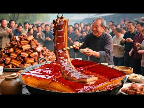 A chef in Henan Xinyang made the old-fashioned stewed pork  1 kilogram of which was made from 3 kil