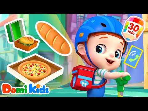 我是最厲害的送餐員！🧑‍🍳| 有哪些好吃的呢？🍔| 美食動畫精選合集 | 認識食物 | 幼兒啓蒙 | 卡通片 | 寶貝多米益智