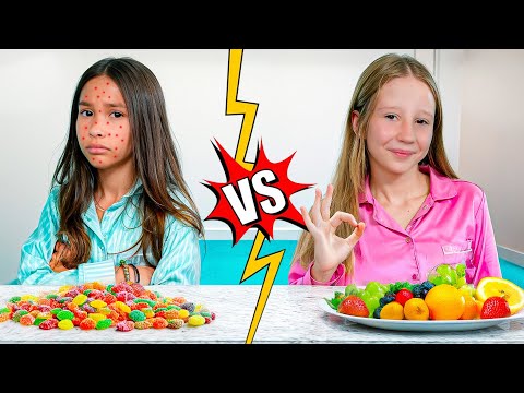 Nastya and her friend learn healthy lifestyle