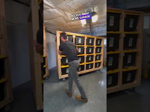 DIY Double Sided MOBILE Garage Storage! #storage #diyprojects #shorts