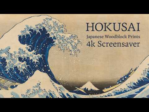 4K Hokusai Japanese Woodblock Prints Screensaver | 3 Hours Fine Art Slideshow | No Ads & No Sound