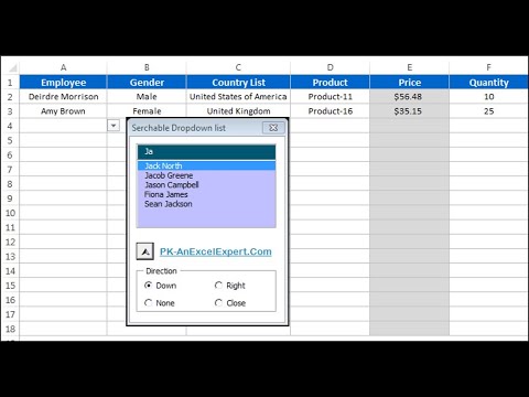 Universal Searchable Drop-down List in Excel