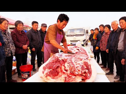 農村賣豬肉就像搞批發，都半頭半頭的買，老孟忙懵了，帳都算錯了！ 【立福128】