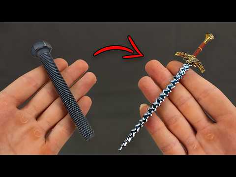 Mini Flamberge Sword From a Steel Bolt | Epic Metal Forging & Craftsmanship